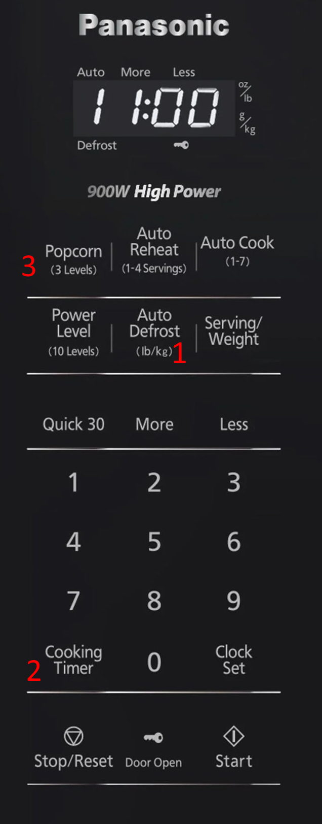Microwave control panel